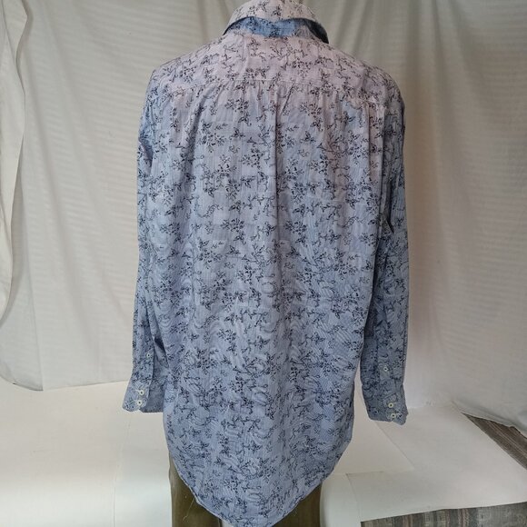 English Laundry Shirt Mens 17.5 XL Blue Check Flip Cuff Long Sleeve Classic - Picture 8 of 15